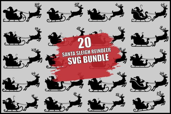 Download Santa Sleigh Reindeer SVG Bundle - Reindeer svg Collection