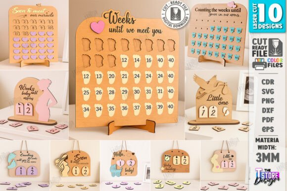 Download Pregnancy Baby Weeks Countdown Laser Set - Premium Resources