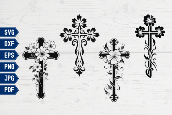 Download Flower Cross SVG PNG JPG DXF EPS Bundle - Eps Collection