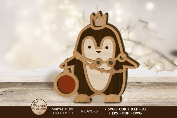 Download CHRISTMAS DECOR, Penguin Laser Cut File - Christmas decor Collection