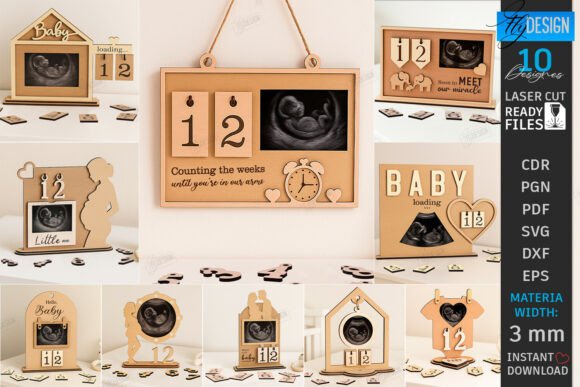 Download Pregnancy Countdown Frames Laser Cut Set - Countdown Collection