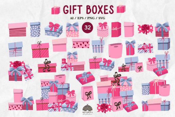 Download Pink Present Boxes SVG PNG EPS Clipart - Eps Collection